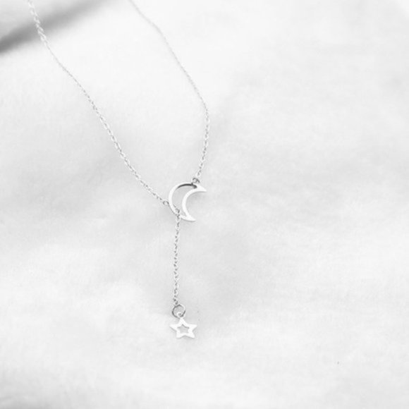 Silver Star and Moon Necklace Star Moon Necklace Star Necklace Necklace Necklace - Picture 2 of 3